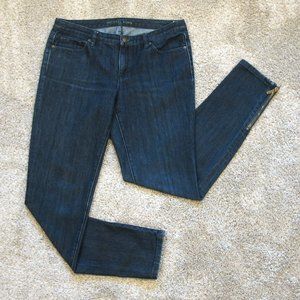 Michael Kors Blue Dark Wash Skinny Jeans with Zipper at Ankle Size 8